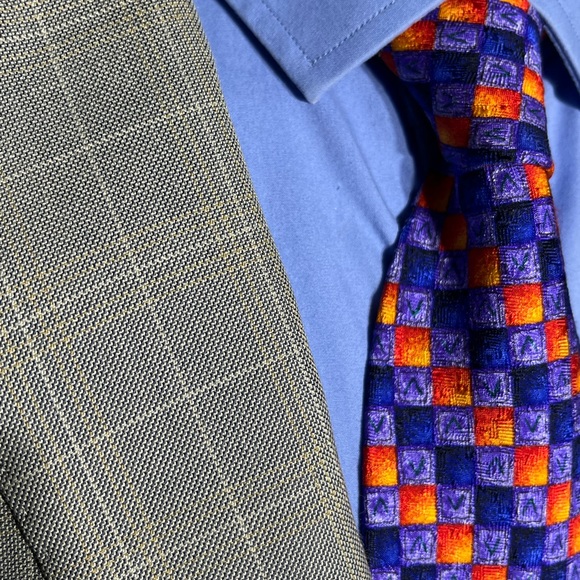 Giorgio Fiorelli Soft Grey 2 Button Canvas Stitching Double Vented Blazer 46L - Picture 2 of 15